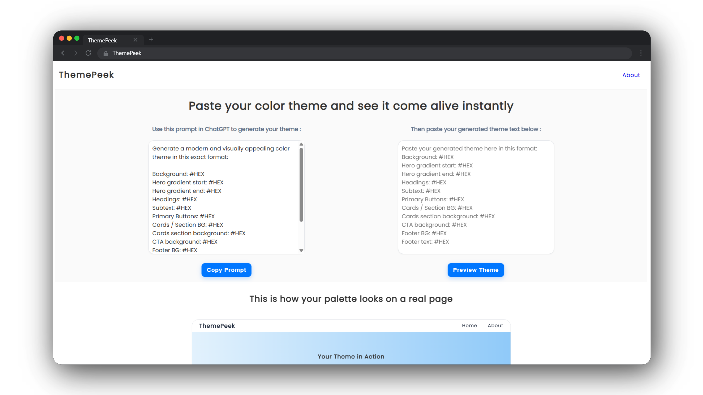 screenshot of project