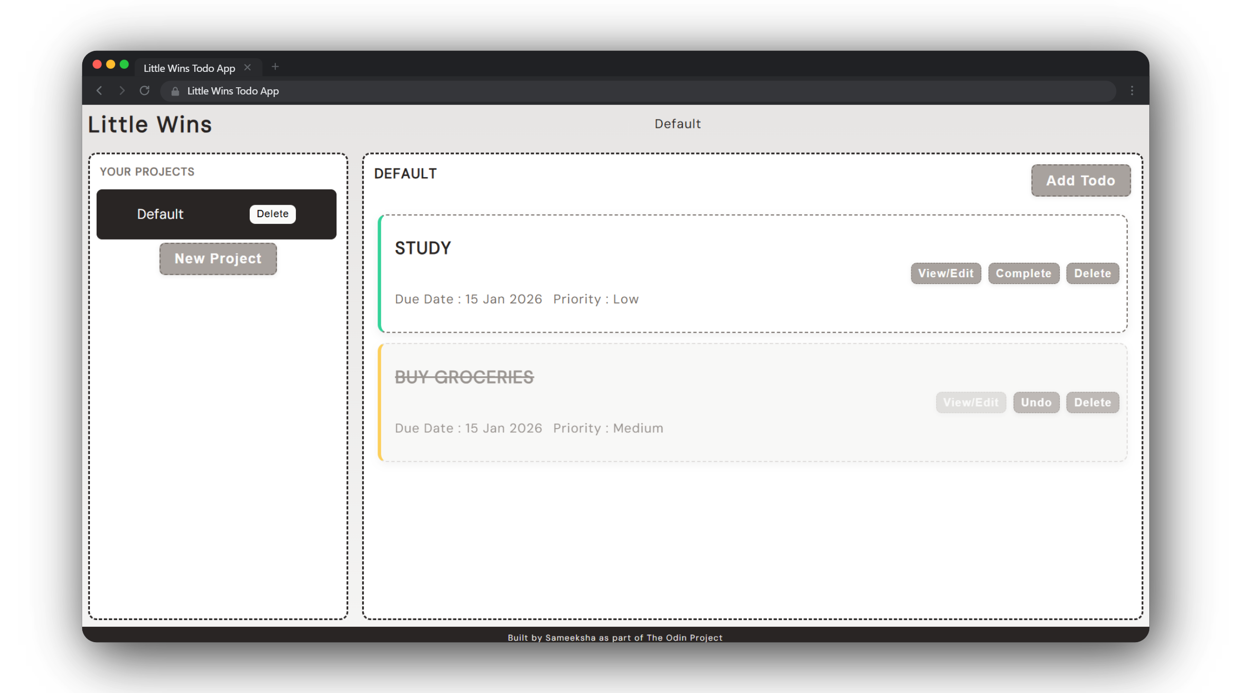 screenshot of project